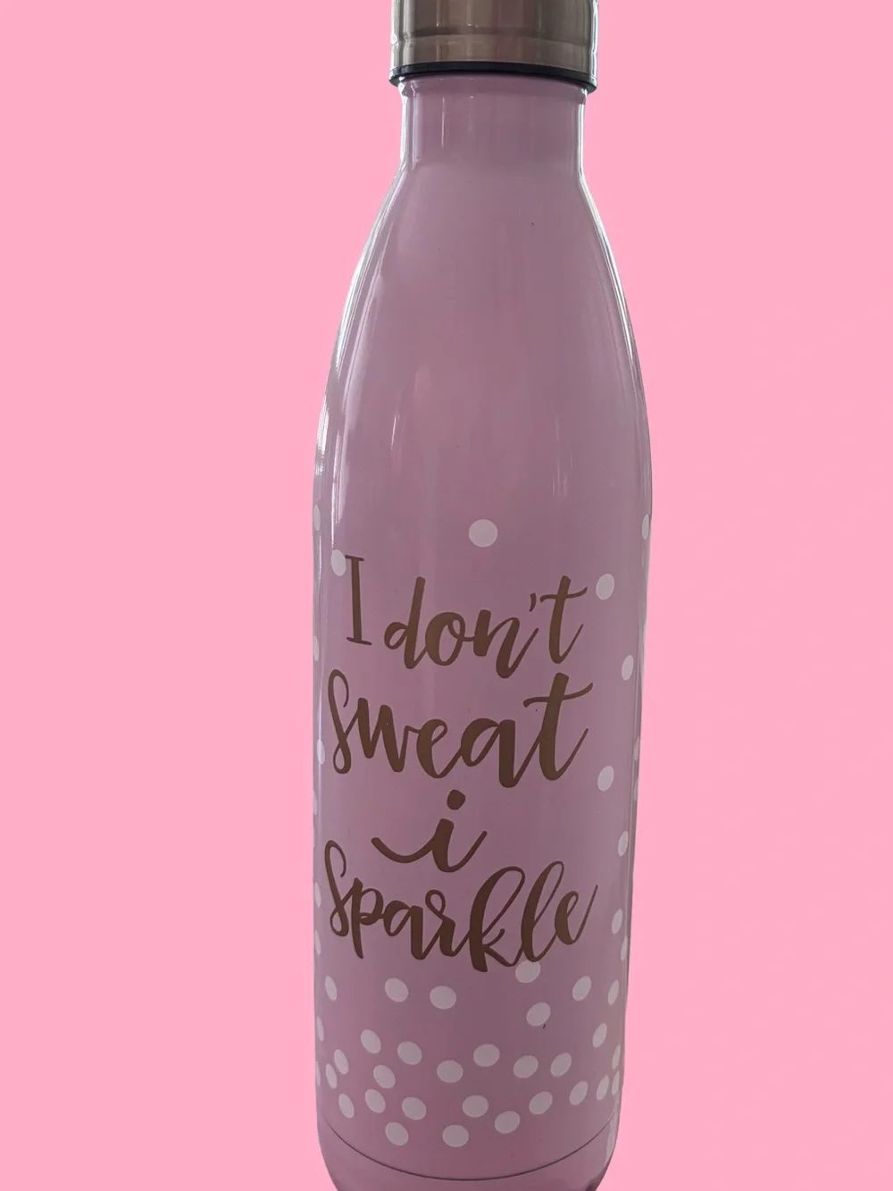 Pink 'I Don't Sweat I Sparkle' Insulated Bottle